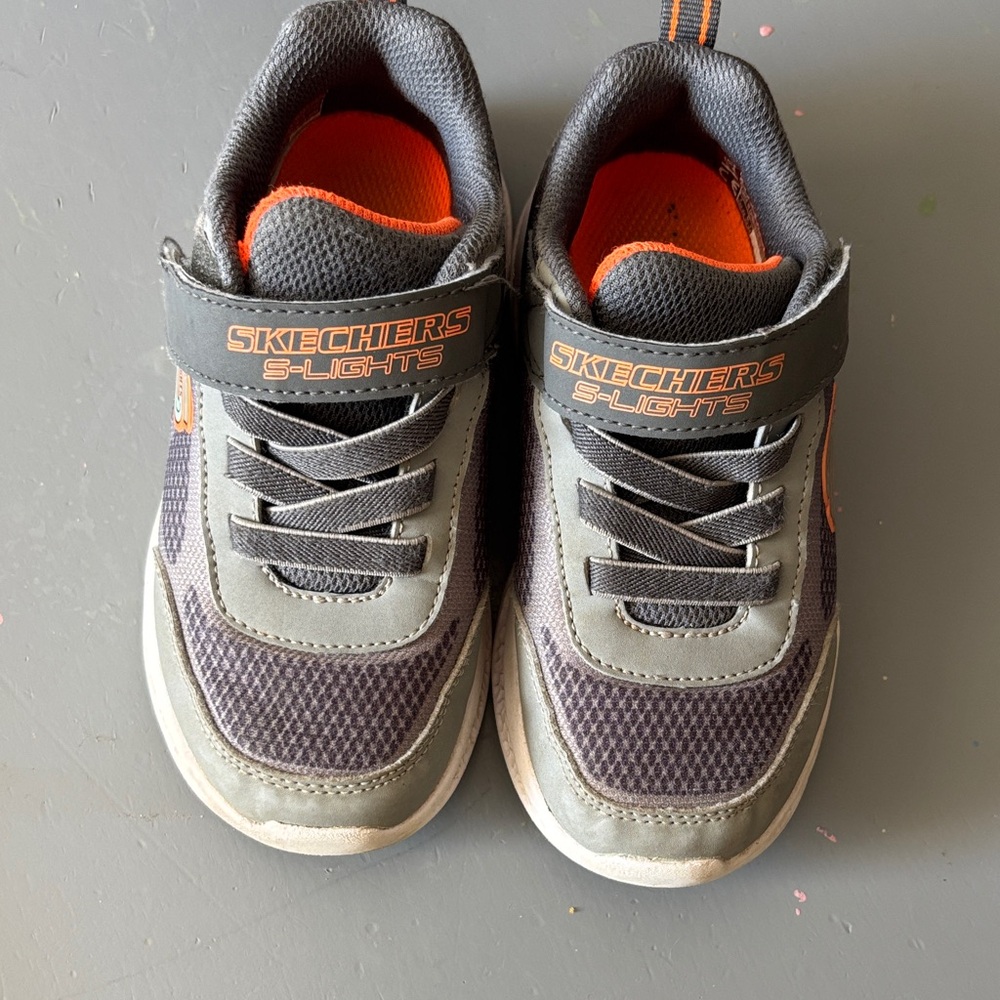 Skechers S-Lights Kids Sneakers - Black and Orange